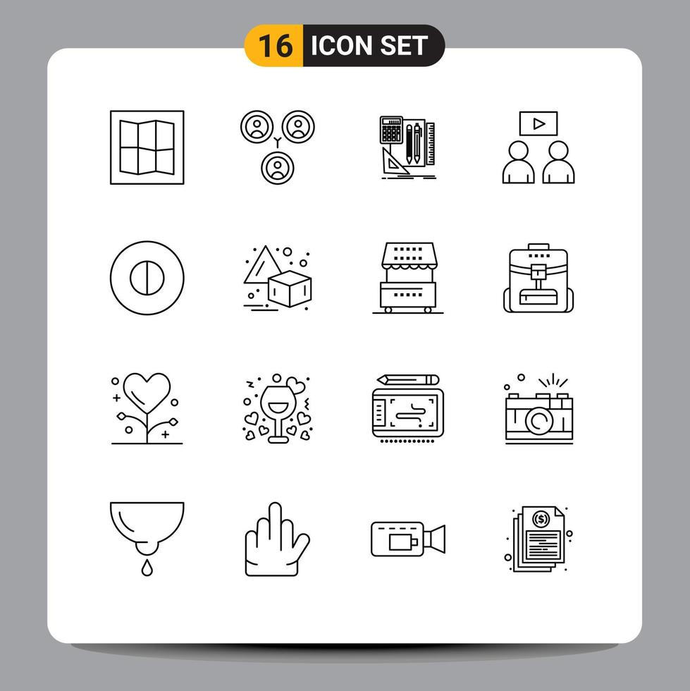 Pictogram Set of 16 Simple Outlines of transform flip pen symbols ancient Editable Vector Design Elements