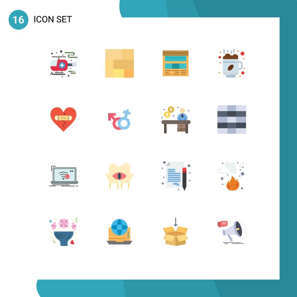 paquete de dieciséis moderno plano colores señales y símbolos para web impresión medios de comunicación tal como roto café negocio descanso página web editable paquete de creativo vector diseño elementos