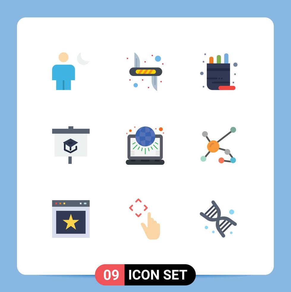 Universal Icon Symbols Group of 9 Modern Flat Colors of school education army chart pot Editable Vector Design Elements