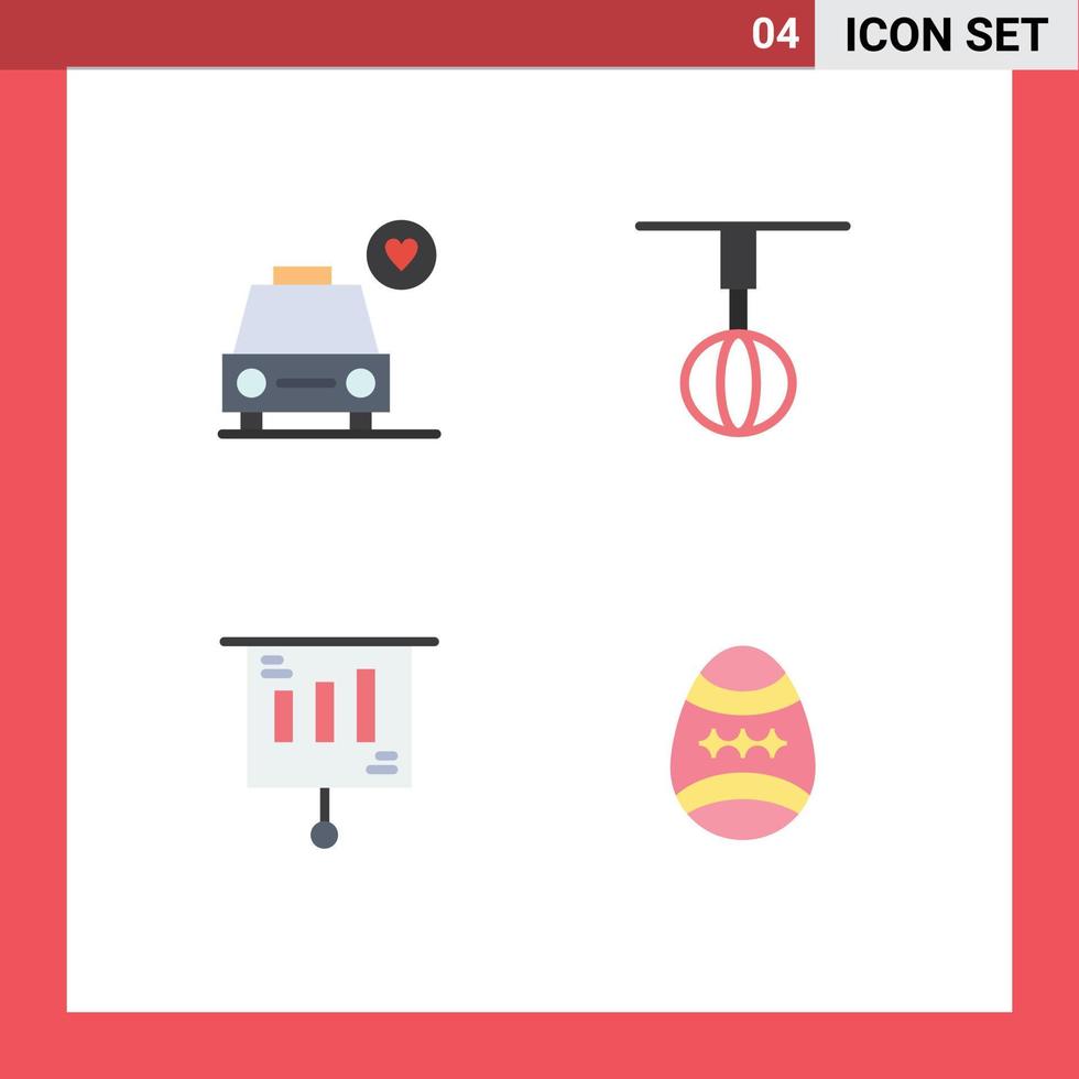 4 Universal Flat Icons Set for Web and Mobile Applications car marketing appliances house sale Editable Vector Design Elements