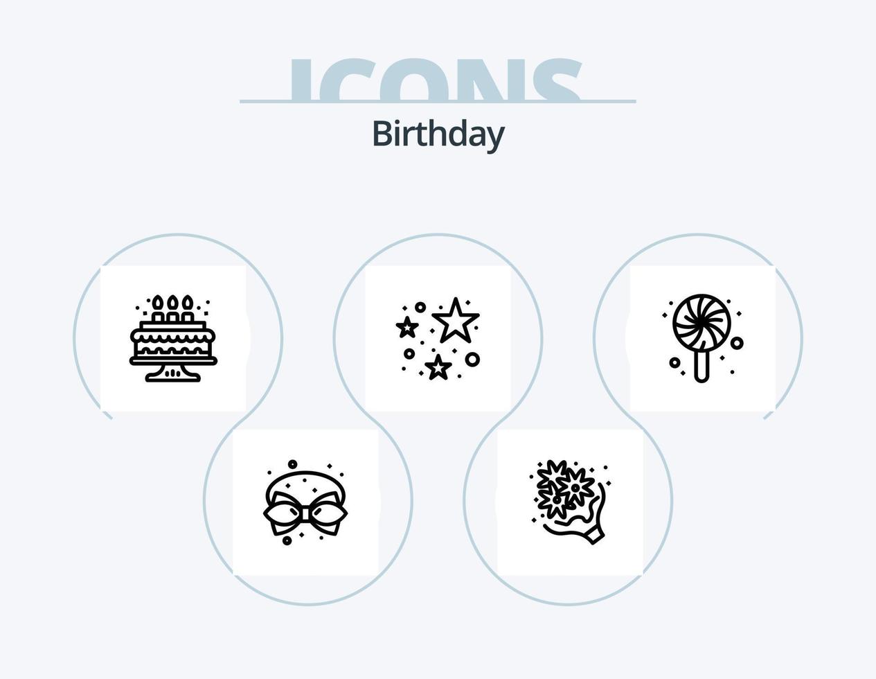 Birthday Line Icon Pack 5 Icon Design. party. celebration. sweet. birthday. love vector