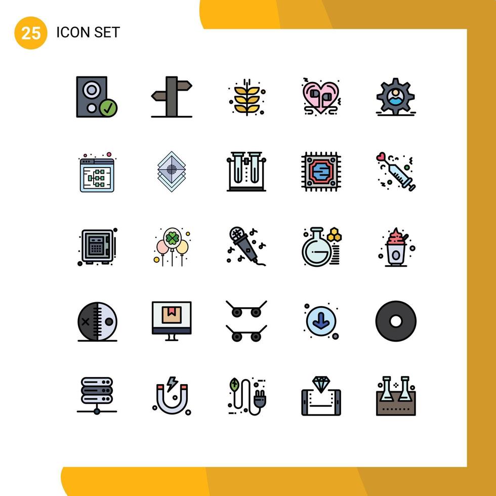 Set of 25 Modern UI Icons Symbols Signs for music heart signal headphone harvest Editable Vector Design Elements