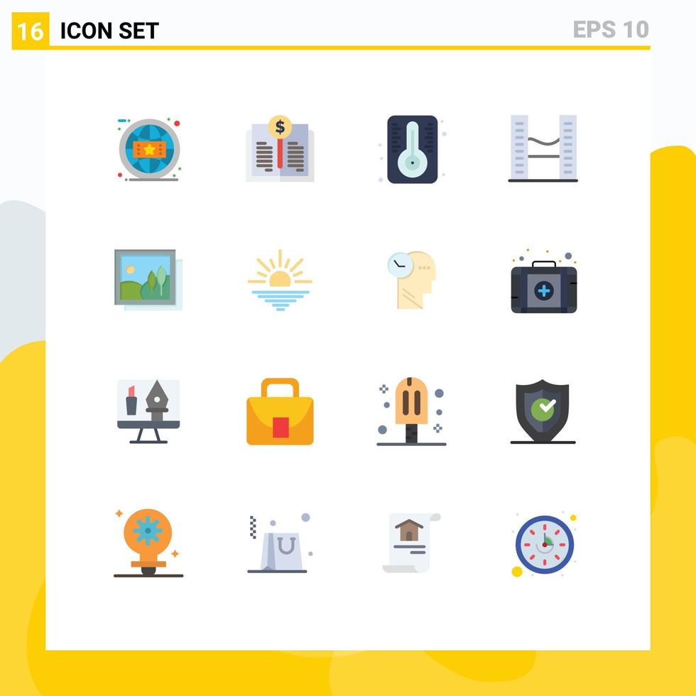 16 User Interface Flat Color Pack of modern Signs and Symbols of image frame degree twin towers modern Editable Pack of Creative Vector Design Elements