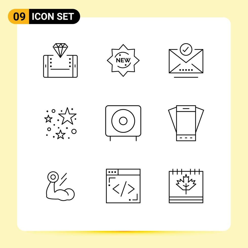 9 Creative Icons Modern Signs and Symbols of devices party badge stare select Editable Vector Design Elements