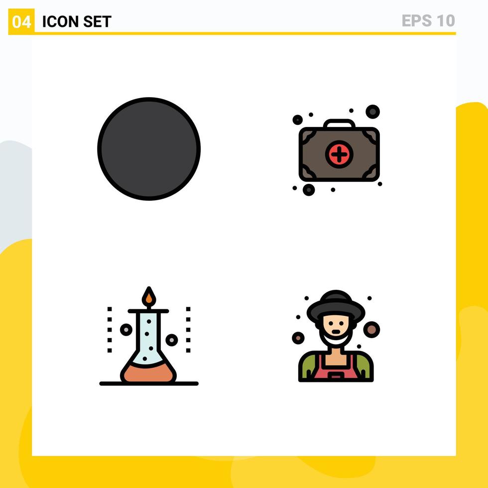 4 4 universal línea de relleno plano colores conjunto para web y móvil aplicaciones conexión Ciencias experimentar bolso laboratorio granjero editable vector diseño elementos