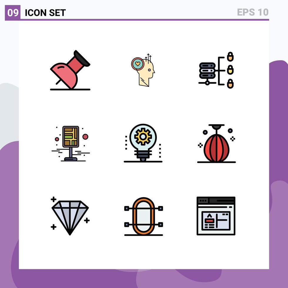 Set of 9 Modern UI Icons Symbols Signs for electronics ai secure web server streets map Editable Vector Design Elements