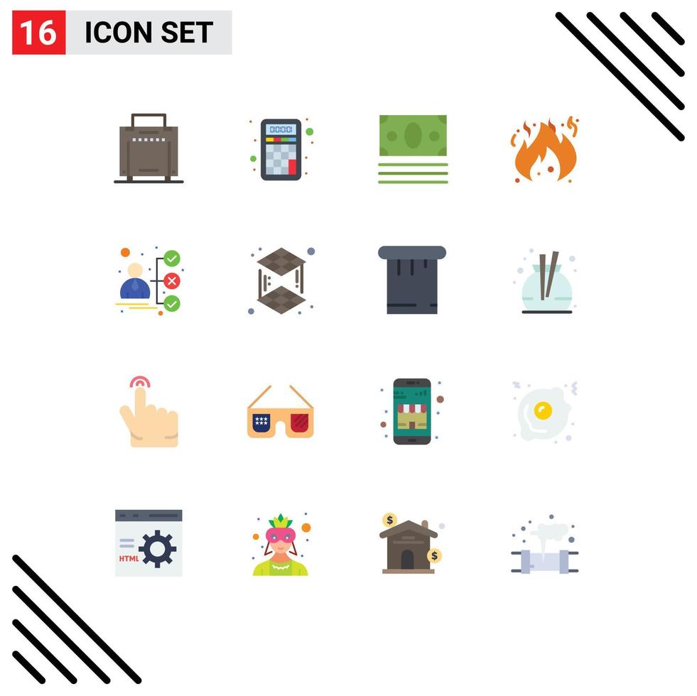 16 Thematic Vector Flat Colors and Editable Symbols of candidate career money briefcase fire Editable Pack of Creative Vector Design Elements