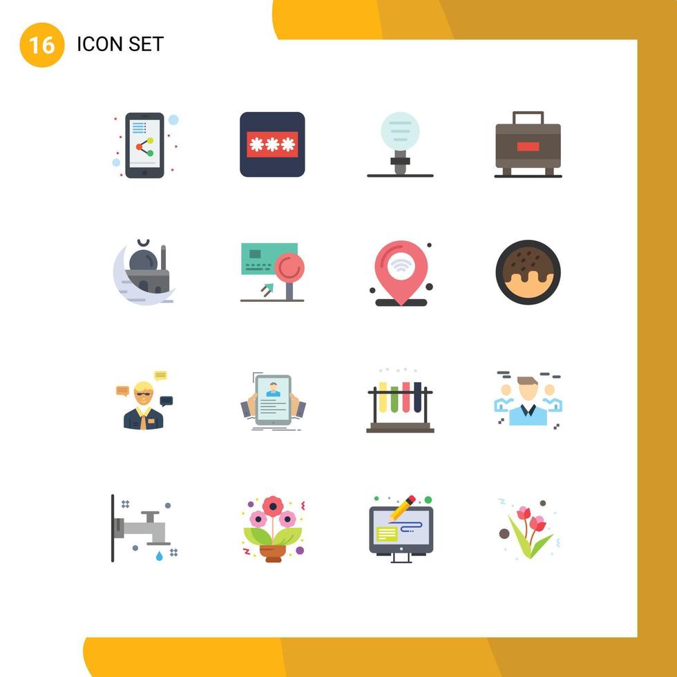 16 Universal Flat Colors Set for Web and Mobile Applications mosque islam experiment crescent suitcase Editable Pack of Creative Vector Design Elements