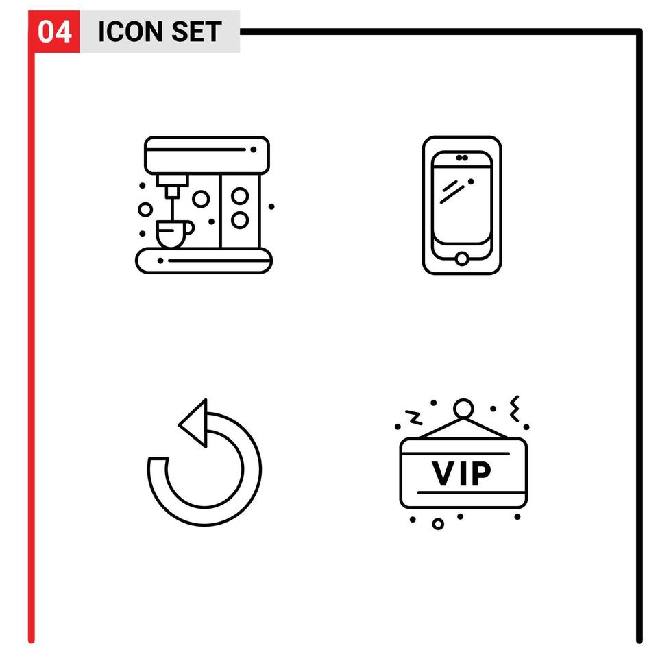 Pack of 4 Modern Filledline Flat Colors Signs and Symbols for Web Print Media such as coffee reload phone huawei repeat Editable Vector Design Elements