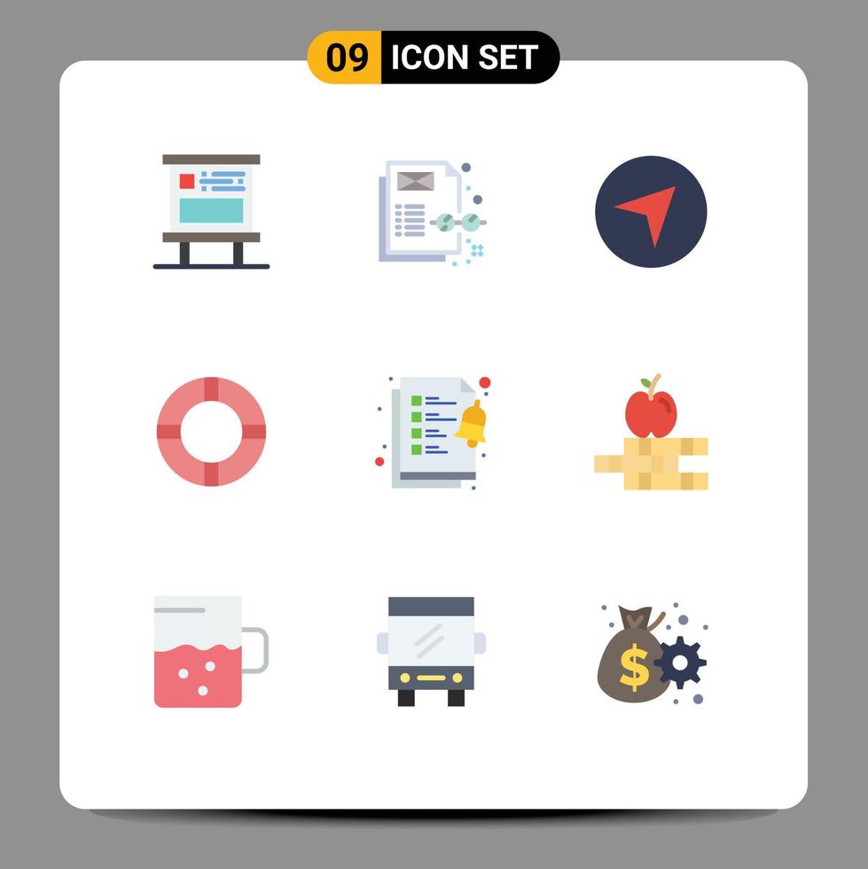 9 Flat Color concept for Websites Mobile and Apps apple clipboard direction checklist life Editable Vector Design Elements