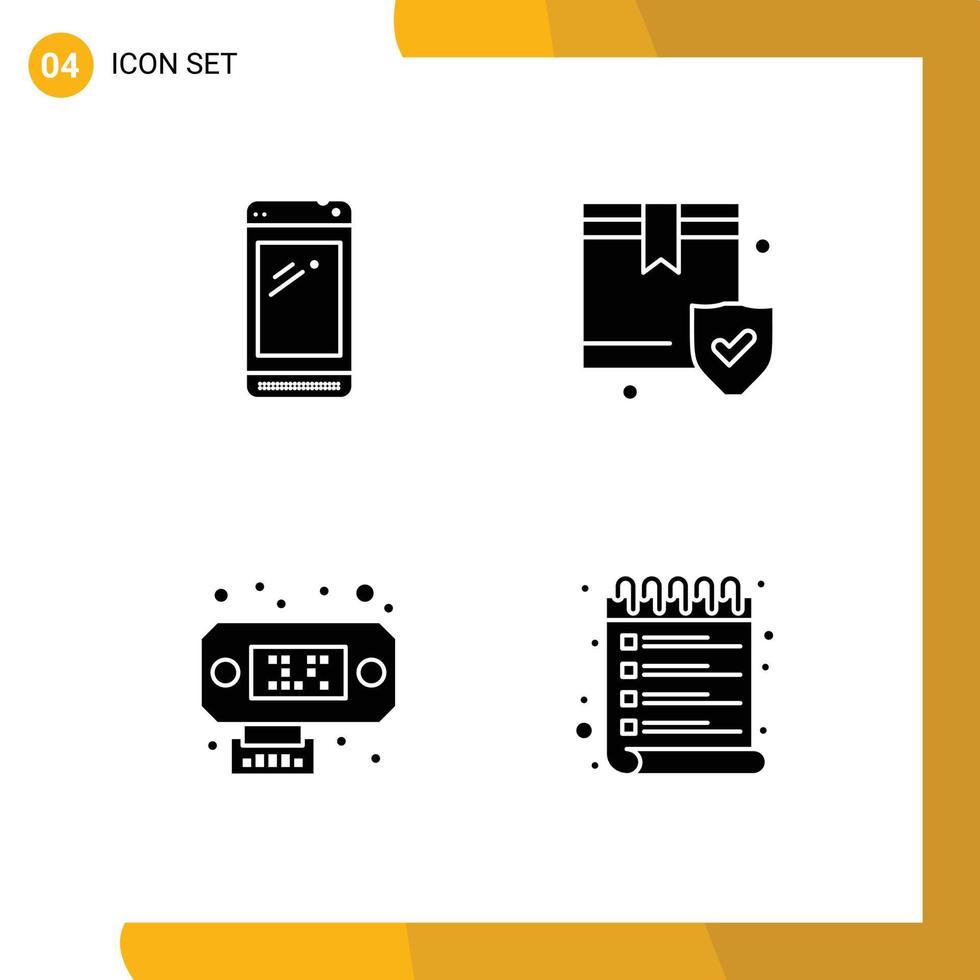 Pictogram Set of 4 Simple Solid Glyphs of phone connection huawei protection interfaces Editable Vector Design Elements