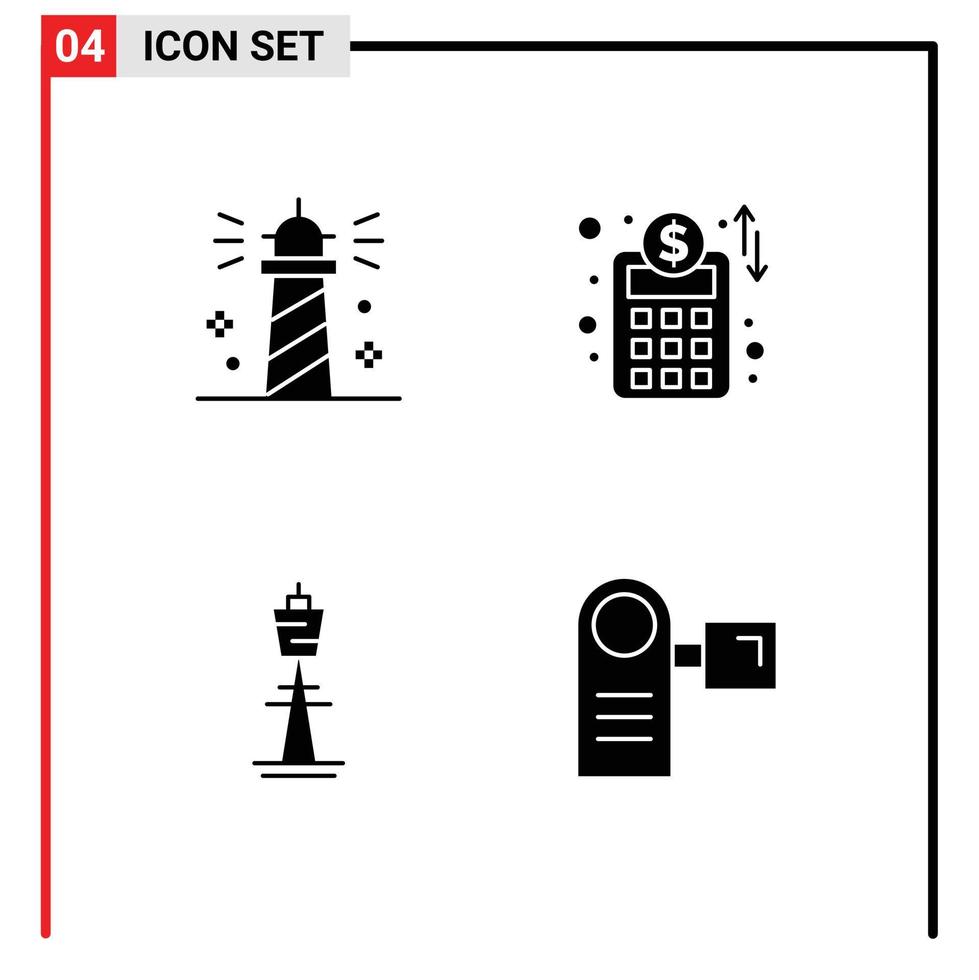 Set of 4 Commercial Solid Glyphs pack for beach australian sea business network sydney Editable Vector Design Elements