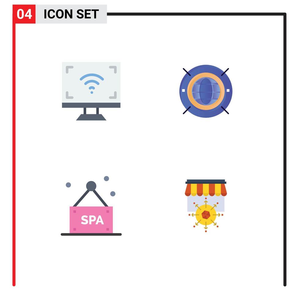 4 User Interface Flat Icon Pack of modern Signs and Symbols of electronics sign smart web spa sign Editable Vector Design Elements