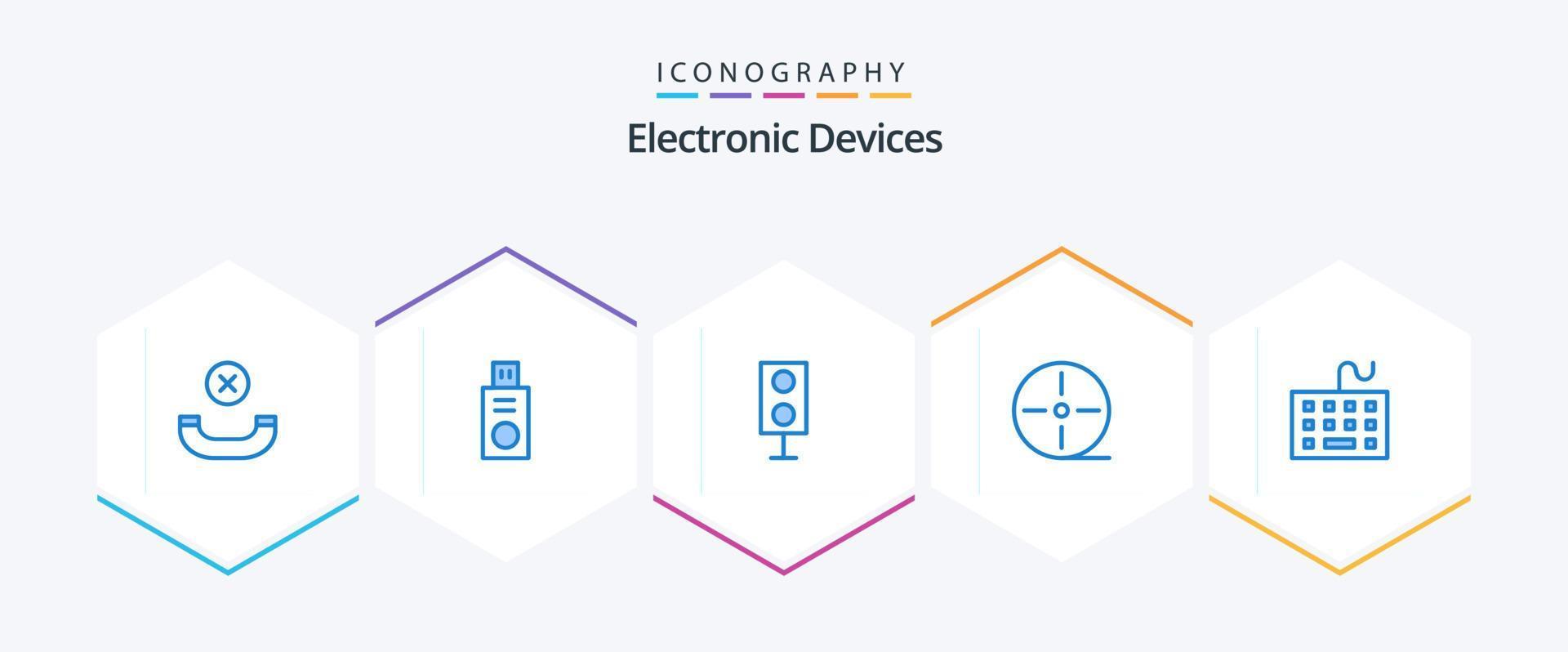 dispositivos 25 azul icono paquete incluso equipo. computadora. productos tecnología. película vector