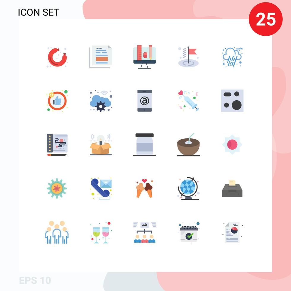 25 Universal Flat Colors Set for Web and Mobile Applications cloud goal office flag pincil Editable Vector Design Elements