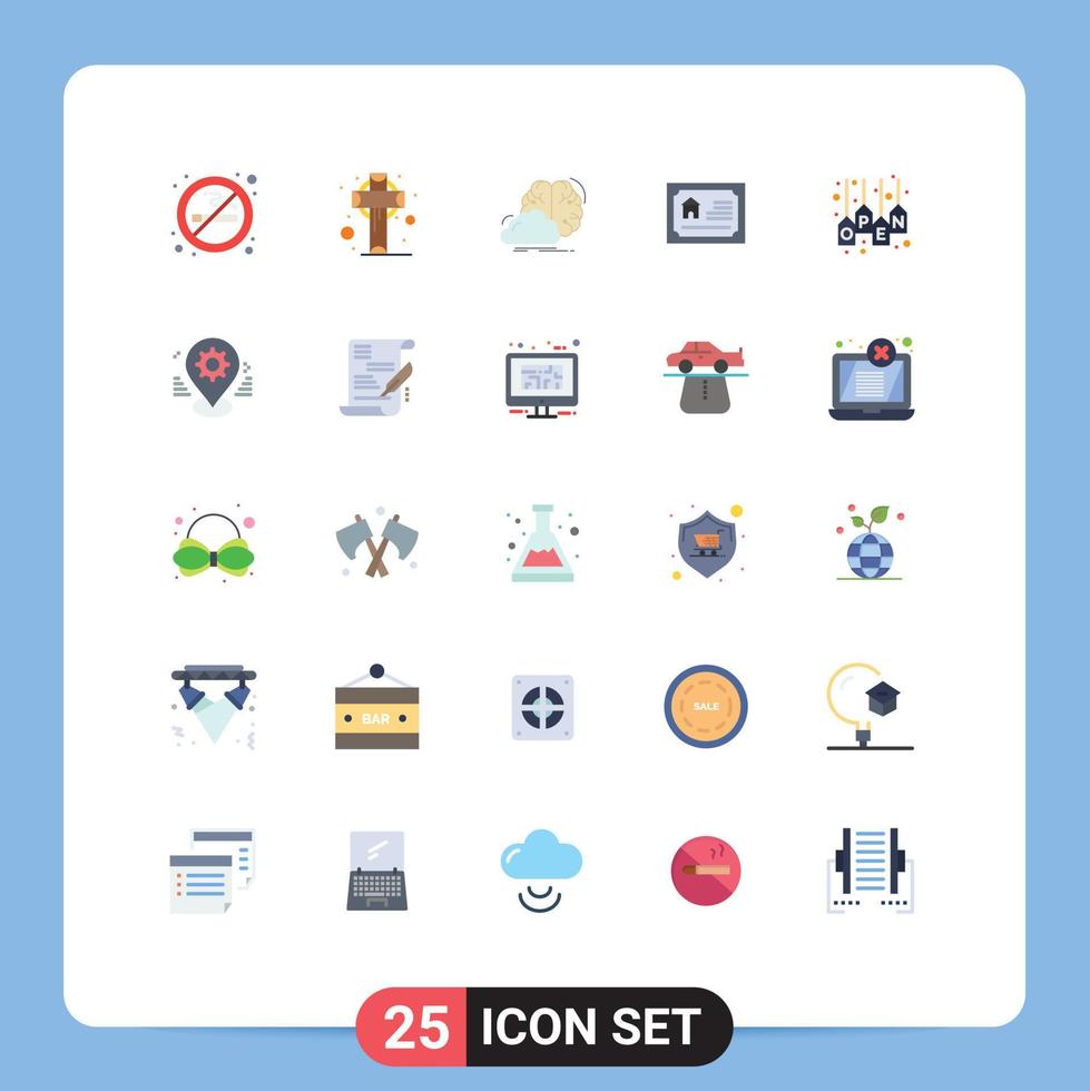Pack of 25 creative Flat Colors of open real brainstorming home inspiration Editable Vector Design Elements