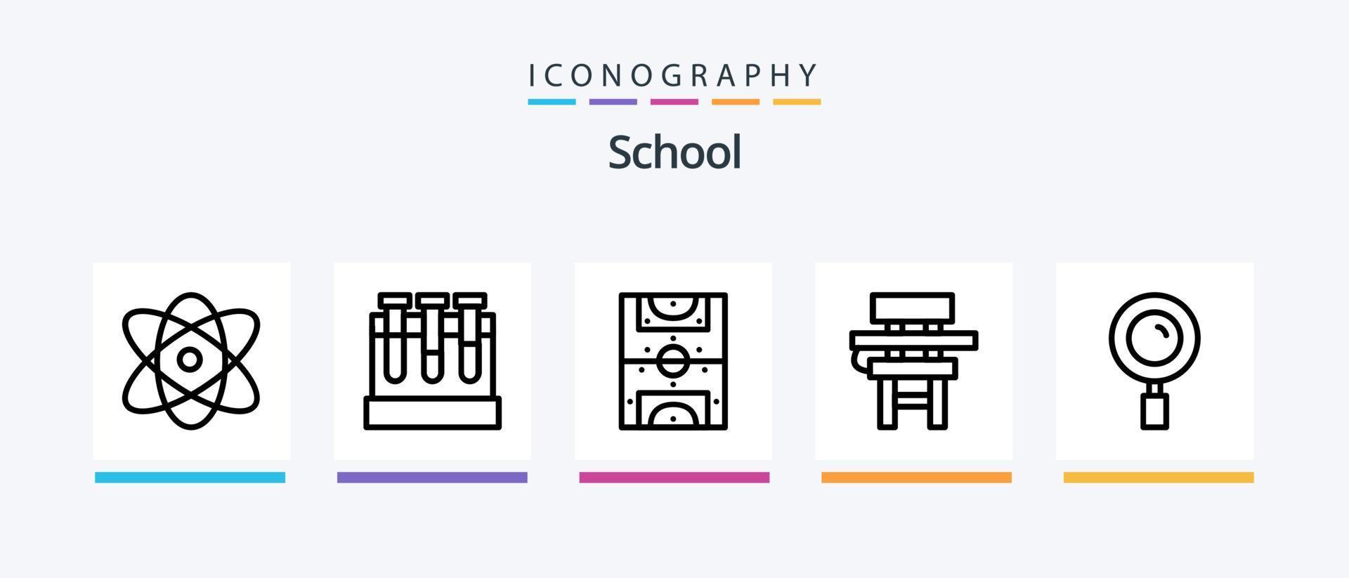 colegio línea 5 5 icono paquete incluso fútbol. entretenimiento. alarma. editar. dibujar. creativo íconos diseño vector