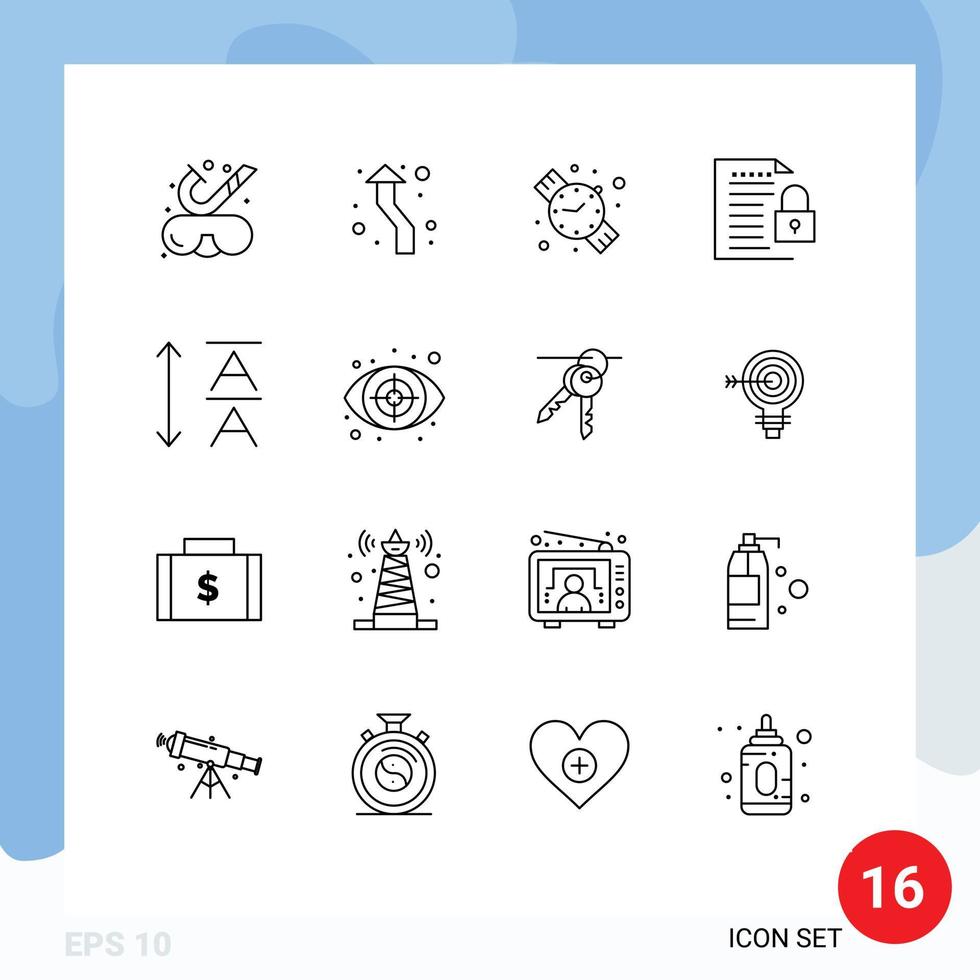 Modern Set of 16 Outlines and symbols such as font padlock round file data Editable Vector Design Elements