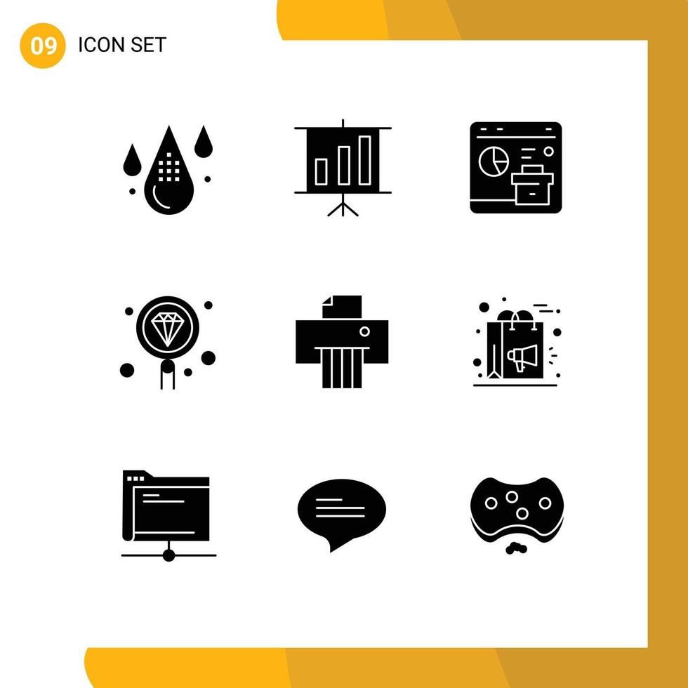 Modern Set of 9 Solid Glyphs and symbols such as search development browser develop se Editable Vector Design Elements