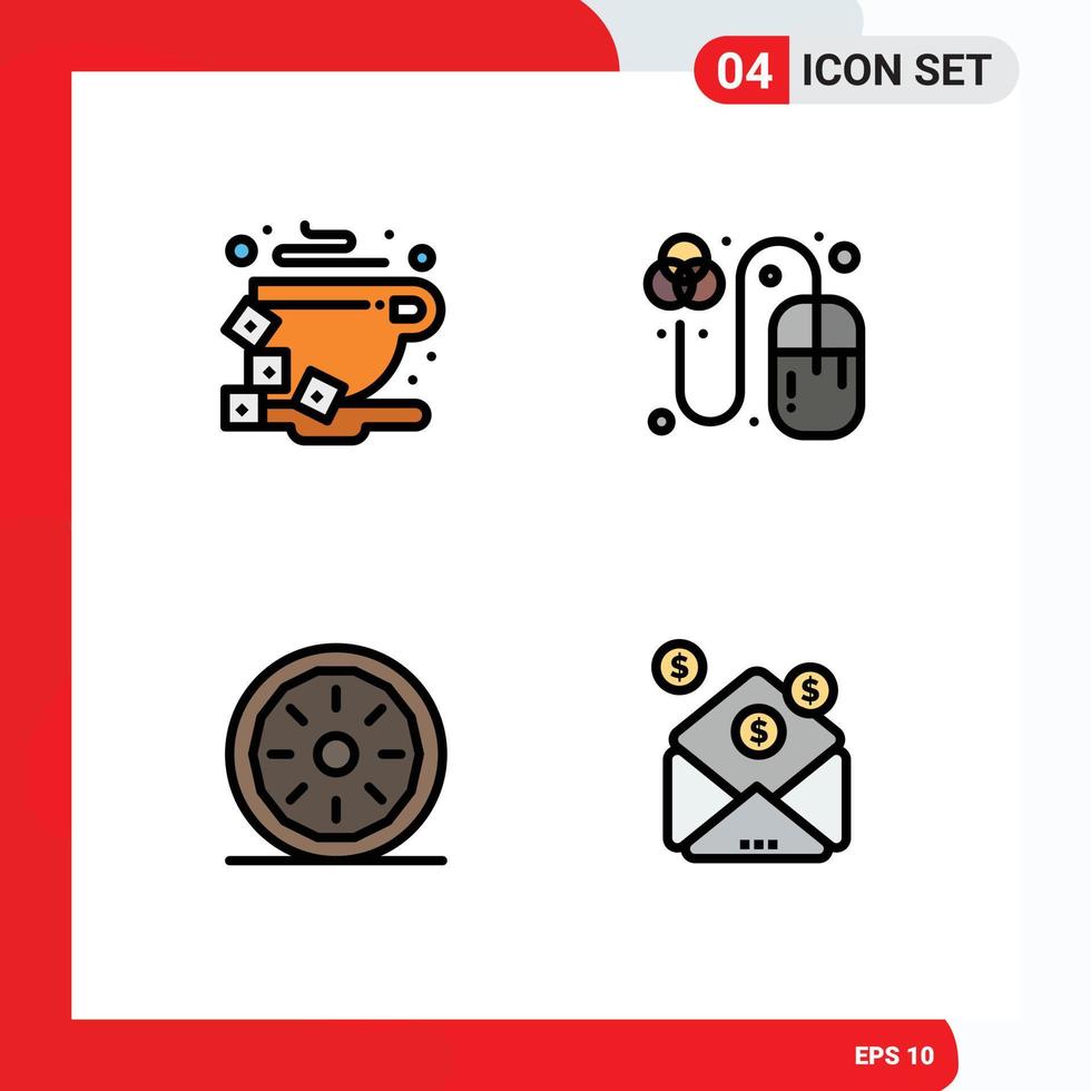 Stock Vector Icon Pack of 4 Line Signs and Symbols for break dinner bean mouse pumpkin pie Editable Vector Design Elements