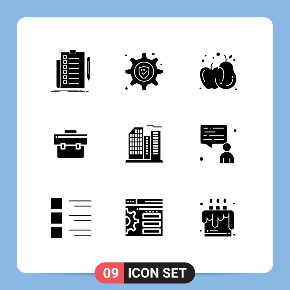 9 Creative Icons Modern Signs and Symbols of real building agriculture portfolio briefcase Editable Vector Design Elements