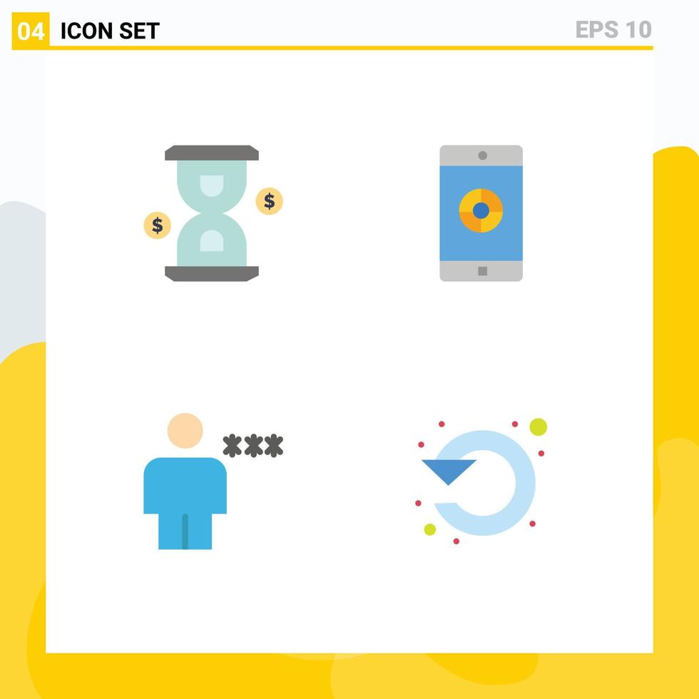 Set of 4 Commercial Flat Icons pack for glass block investment mobile application human Editable Vector Design Elements