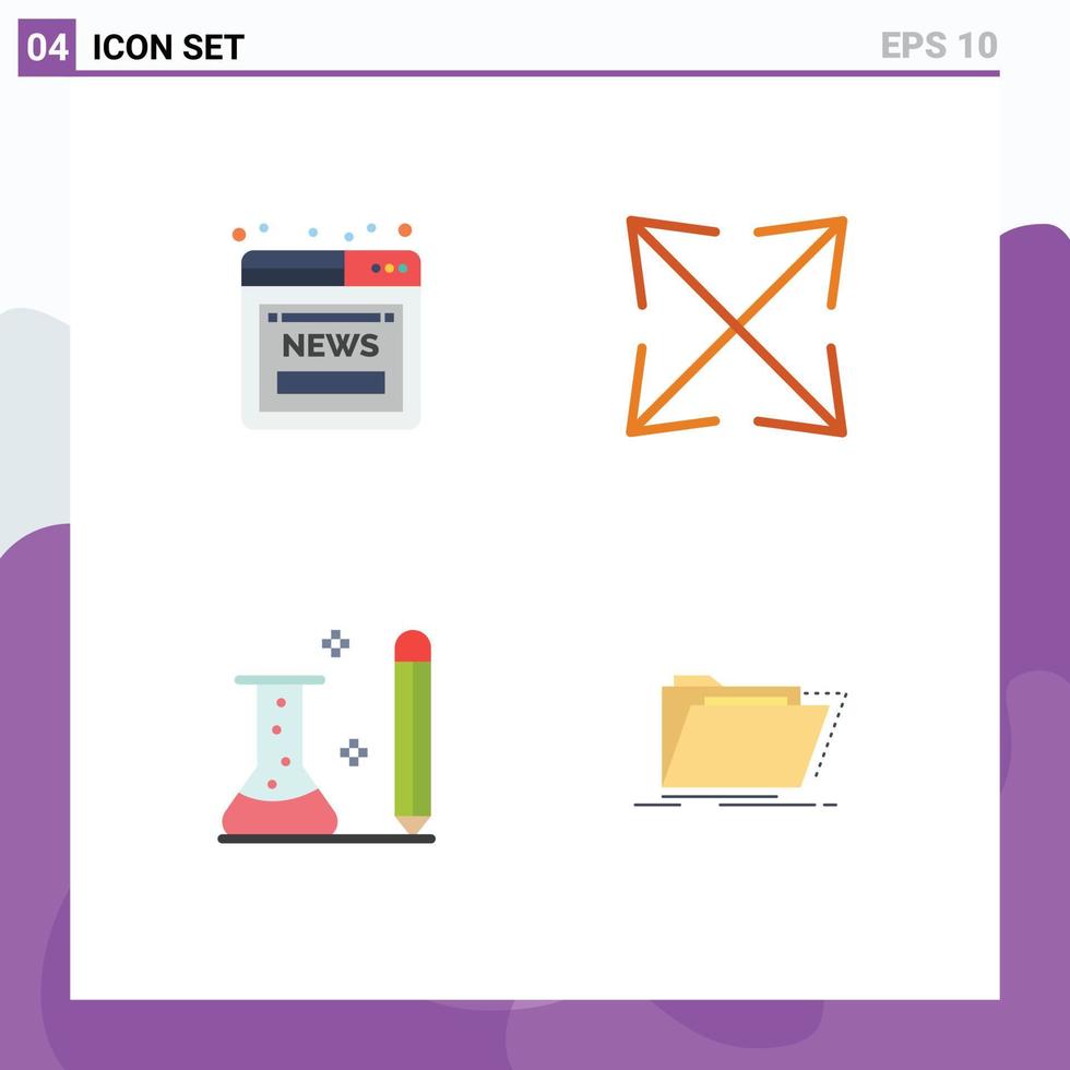 Group of 4 Modern Flat Icons Set for article knowledge web zoom science Editable Vector Design Elements