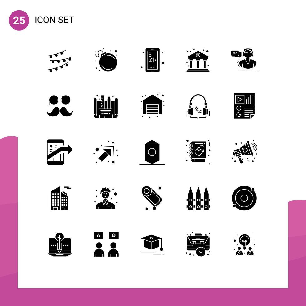 Set of 25 Modern UI Icons Symbols Signs for assistance finance back to school economy bank Editable Vector Design Elements
