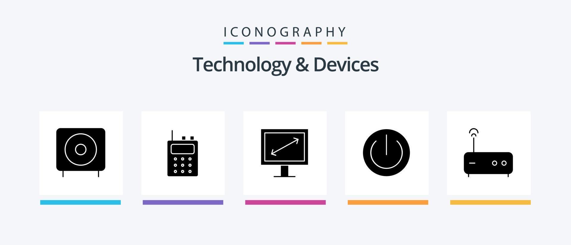 Devices Glyph 5 Icon Pack Including modem. power. diagonal. gadgets. devices. Creative Icons Design vector