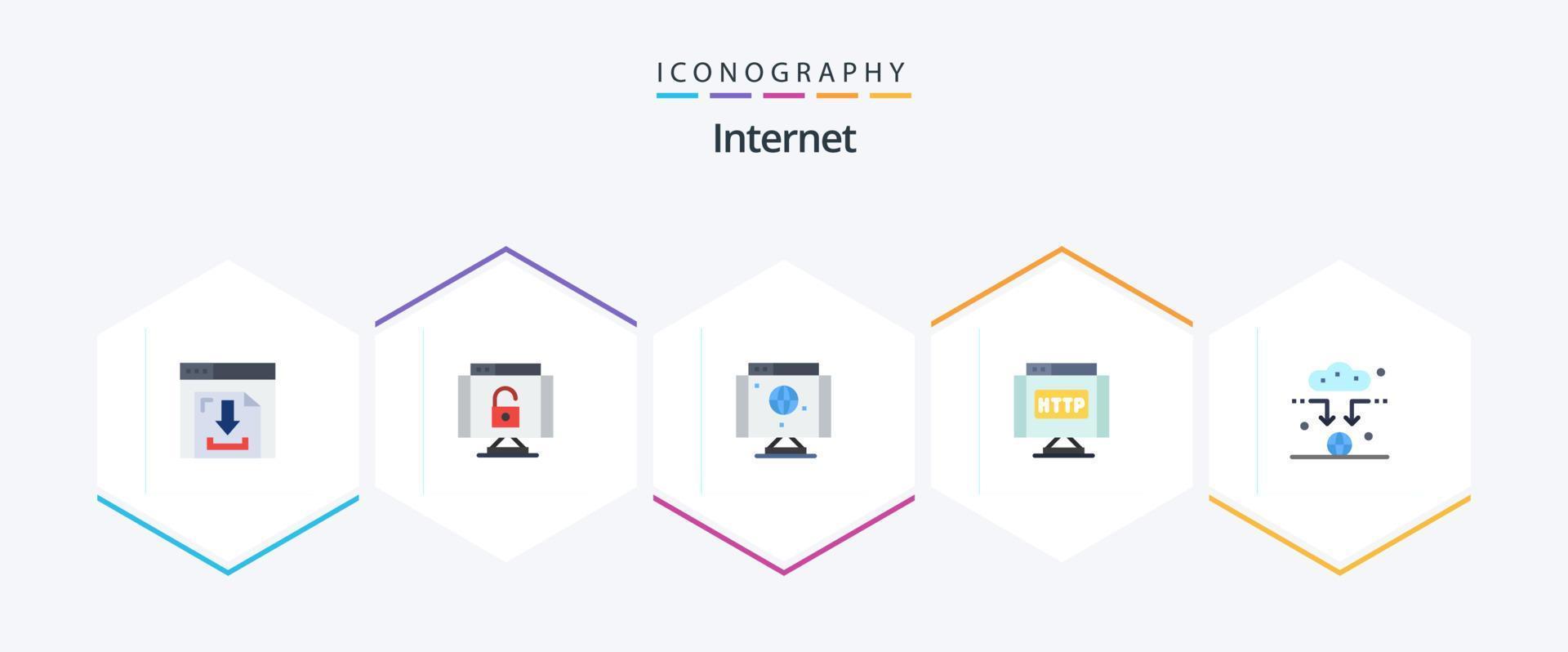 Internet 25 Flat icon pack including connect. link. computer. internet. domain vector