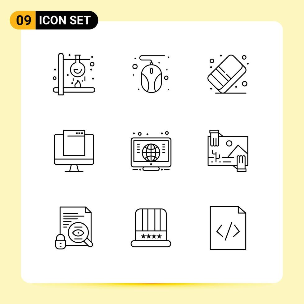 9 Creative Icons Modern Signs and Symbols of computer imac eraser device computer Editable Vector Design Elements