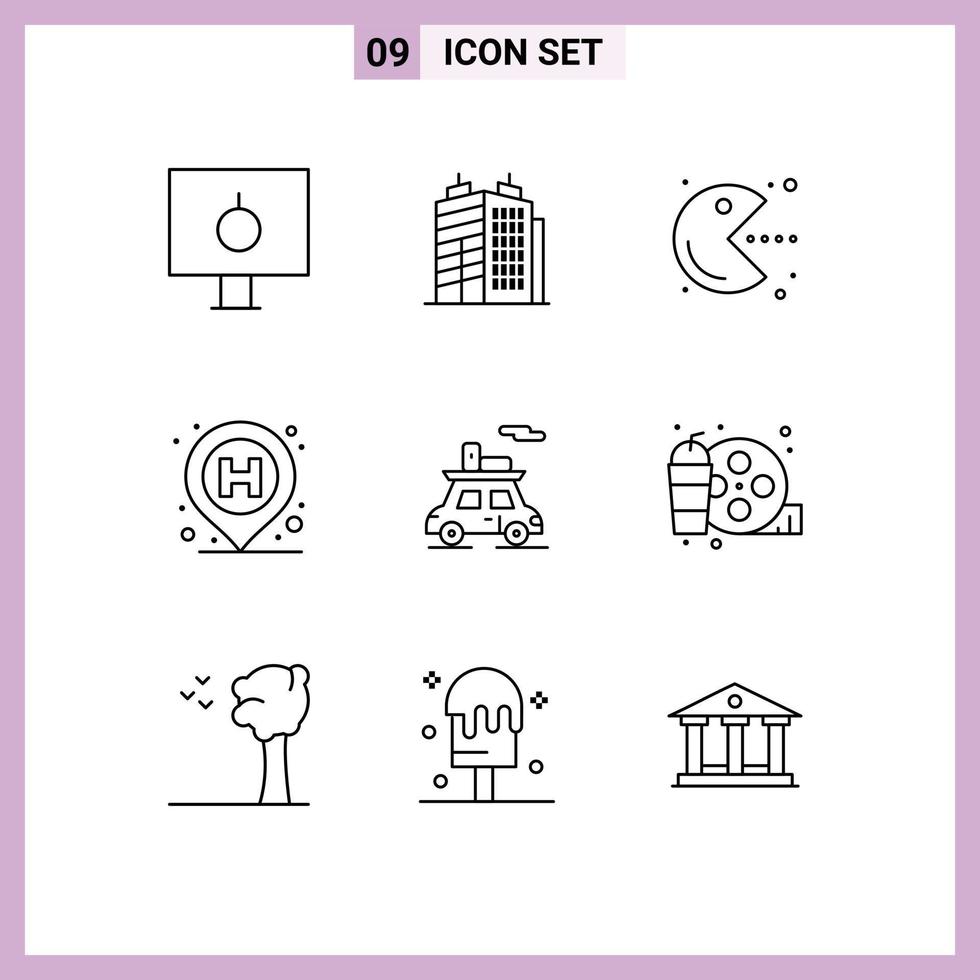 conjunto de 9 9 moderno ui íconos símbolos señales para Deportes firmar pacman alfiler hospital editable vector diseño elementos