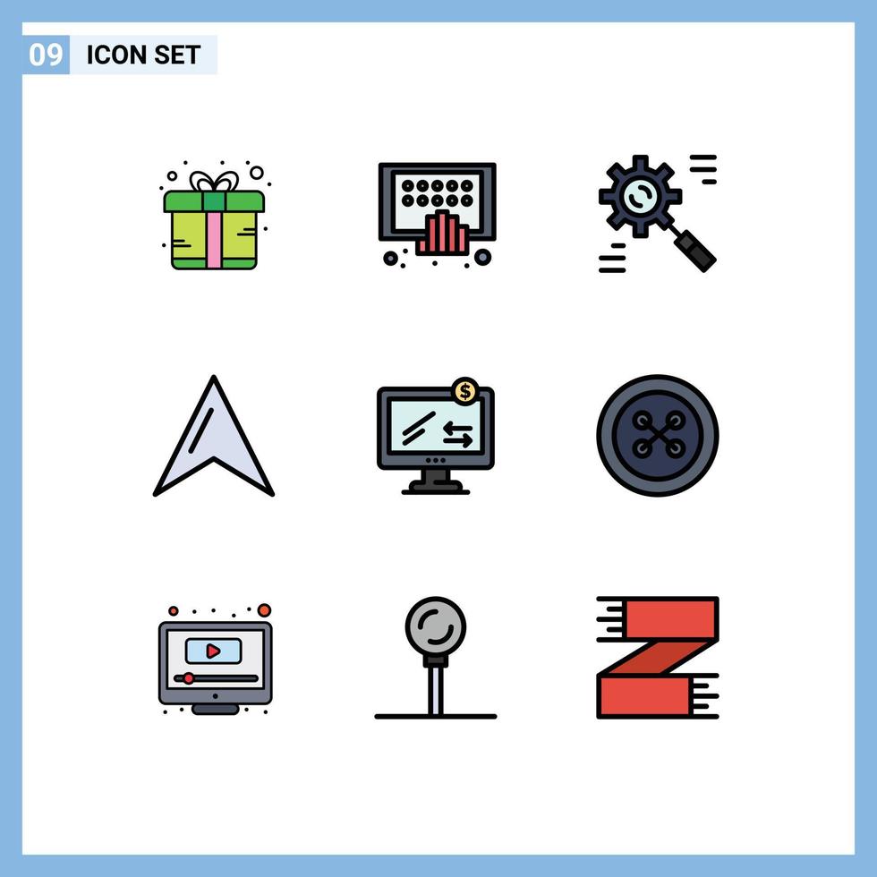 Pictogram Set of 9 Simple Filledline Flat Colors of online map tablet location effective Editable Vector Design Elements
