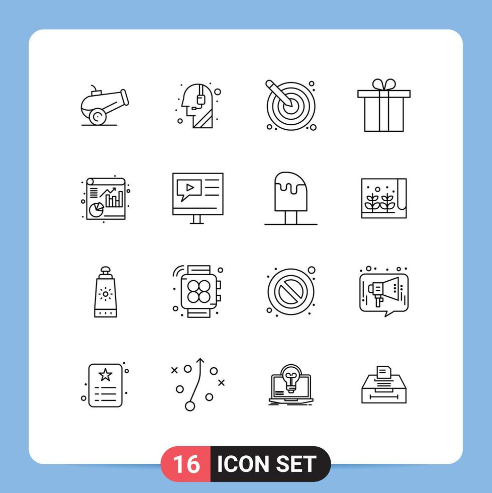 Modern Set of 16 Outlines and symbols such as education file creative analytics gift Editable Vector Design Elements