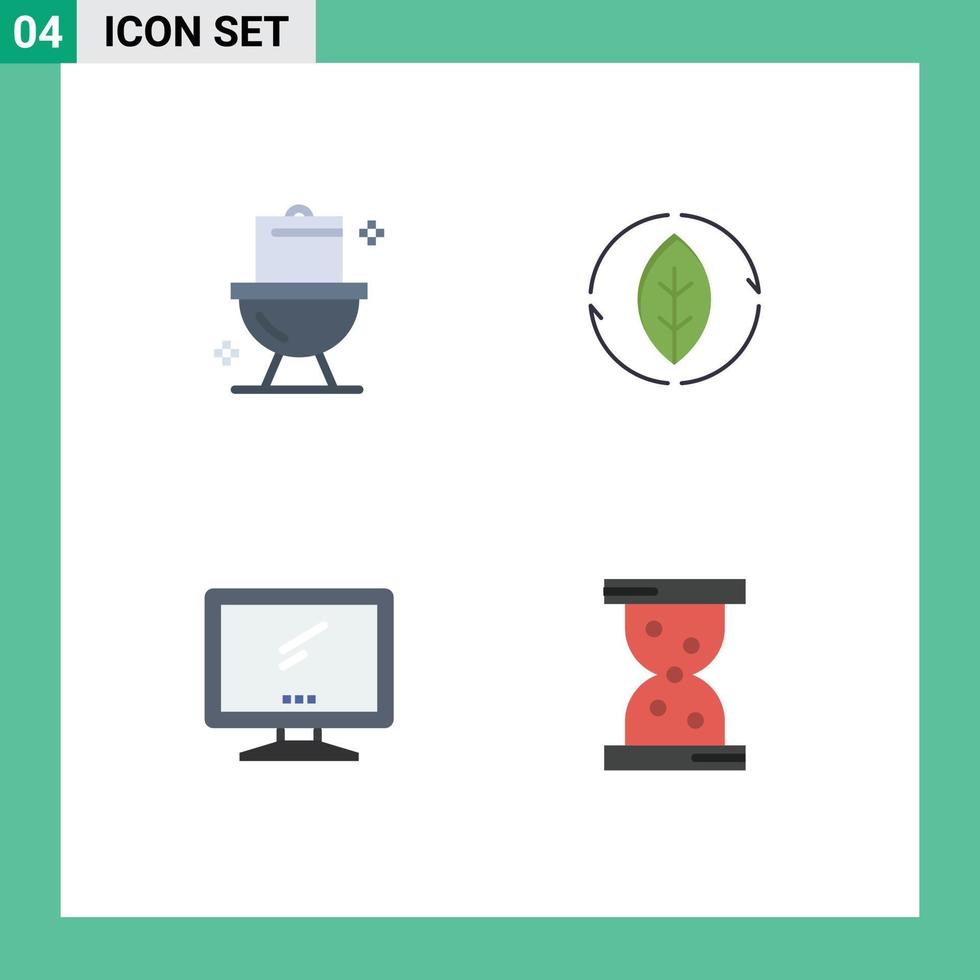 Universal Icon Symbols Group of 4 Modern Flat Icons of bathroom monitor washroom source imac Editable Vector Design Elements