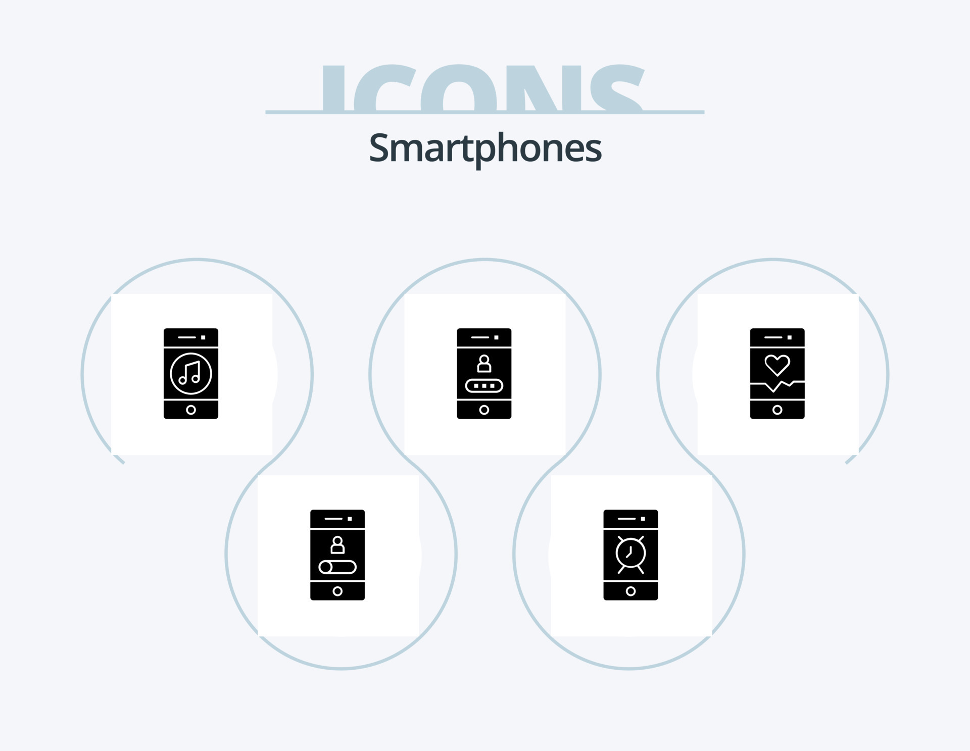 Smartphones Glyph Icon Pack 5 Icon Design. security. lock. phone