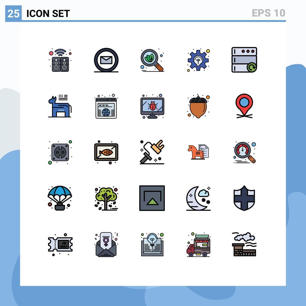 usuario interfaz paquete de 25 básico lleno línea plano colores de servidor base de datos orgánico desarrollo idea editable vector diseño elementos