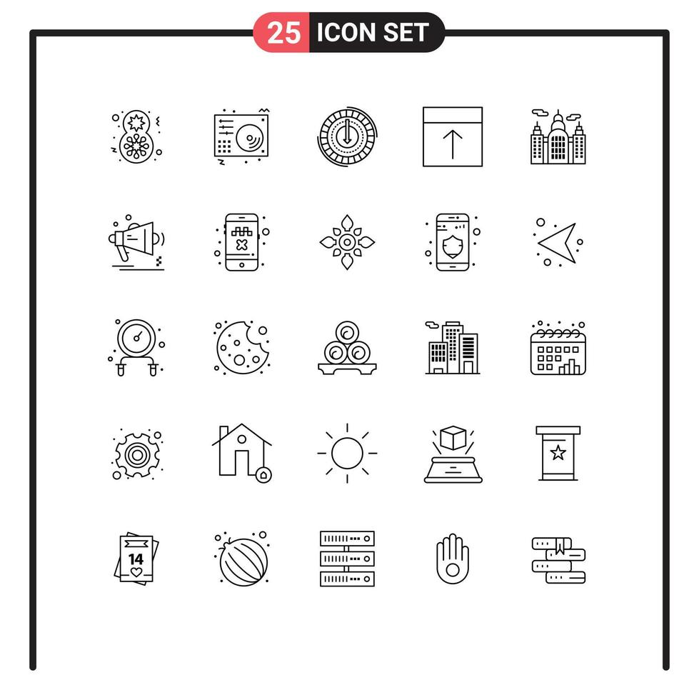 Pictogram Set of 25 Simple Lines of layout grid song arrange lower Editable Vector Design Elements