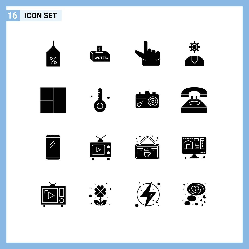 Modern Set of 16 Solid Glyphs Pictograph of layout support money service customer Editable Vector Design Elements
