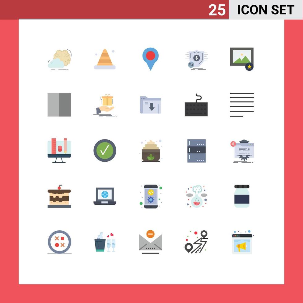Group of 25 Modern Flat Colors Set for secure financial road finance marker Editable Vector Design Elements