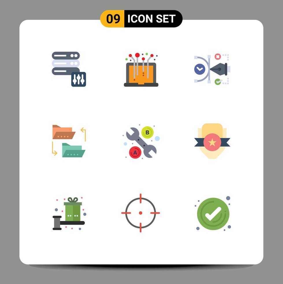 Set of 9 Modern UI Icons Symbols Signs for repair file sharing vector file folder Editable Vector Design Elements