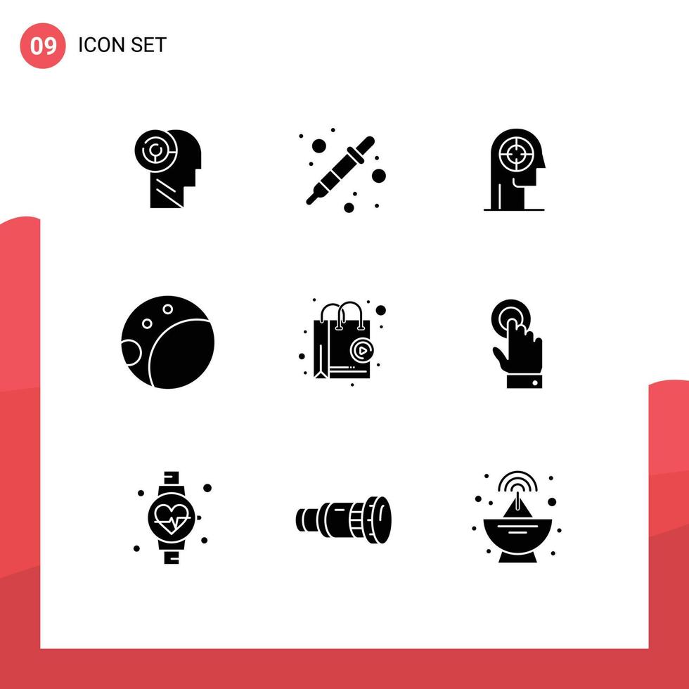 9 Solid Glyph concept for Websites Mobile and Apps shop shop app arrow moon human Editable Vector Design Elements