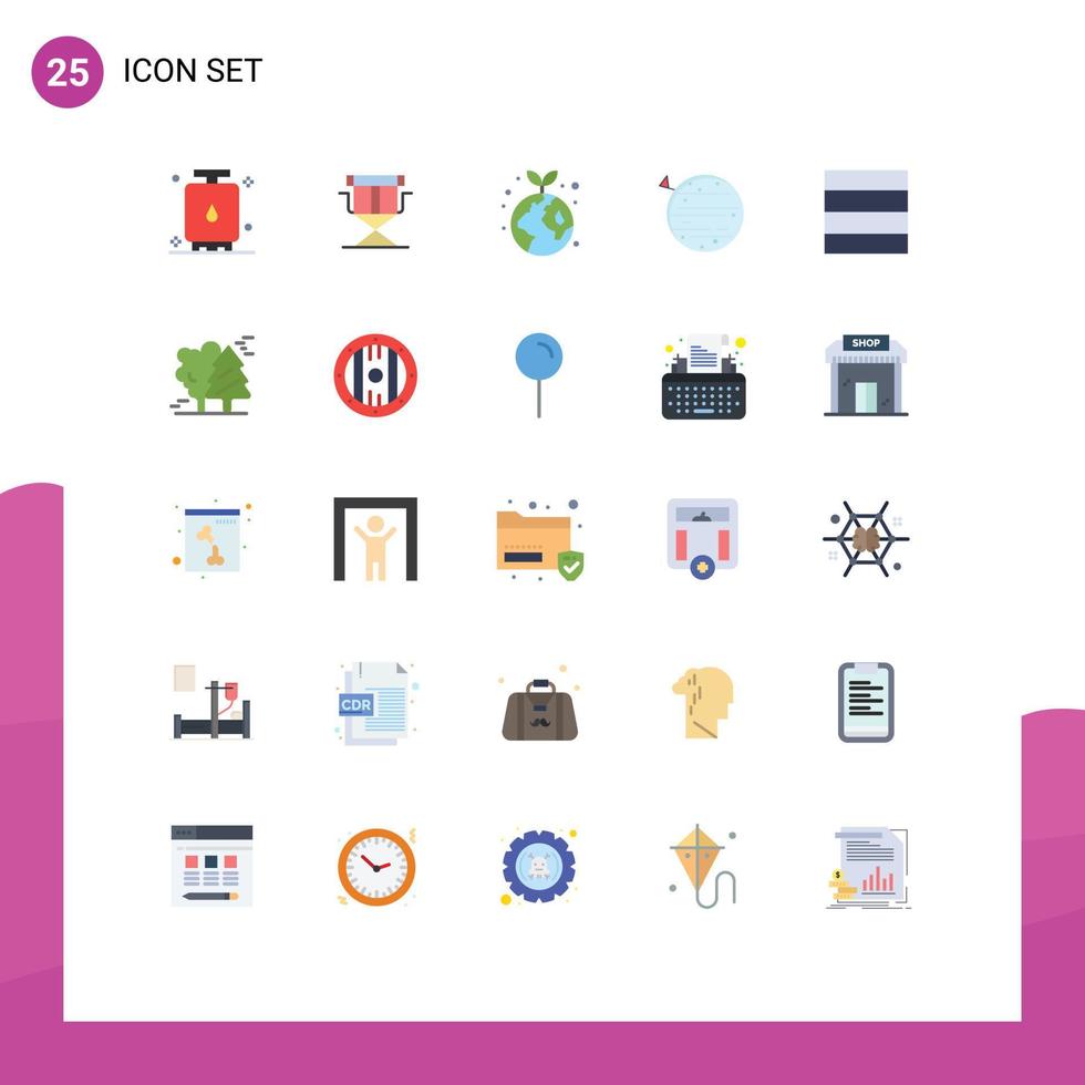 Mobile Interface Flat Color Set of 25 Pictograms of earth space foldable planet plant Editable Vector Design Elements