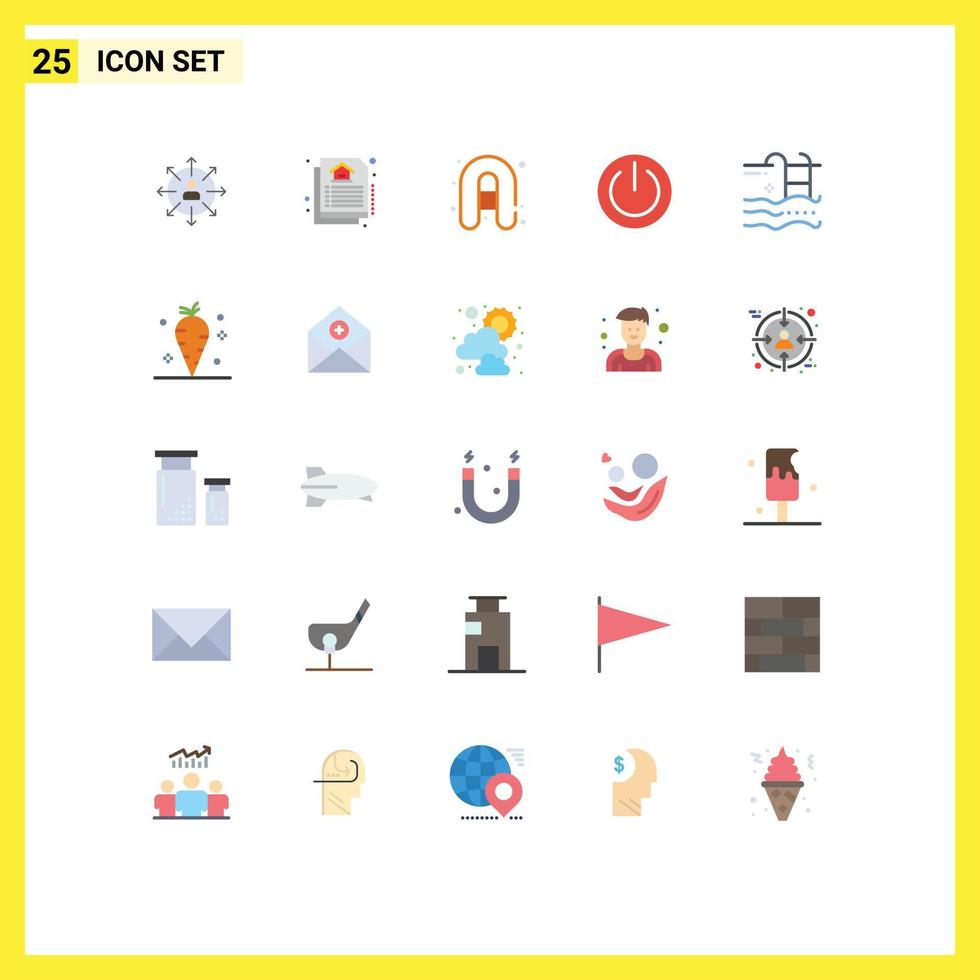 Mobile Interface Flat Color Set of 25 Pictograms of ui on estate off travel Editable Vector Design Elements