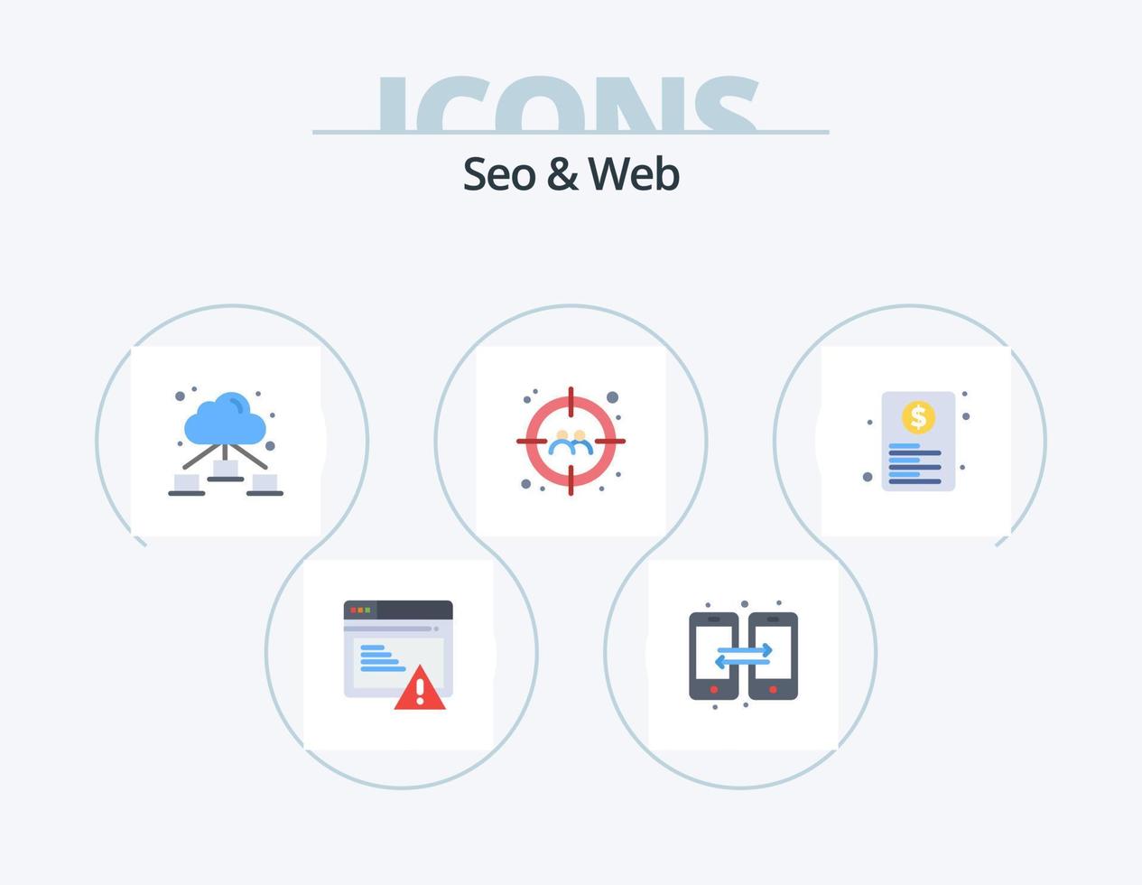 seo y web plano icono paquete 5 5 icono diseño. página. documento. web. usuario. objetivo vector