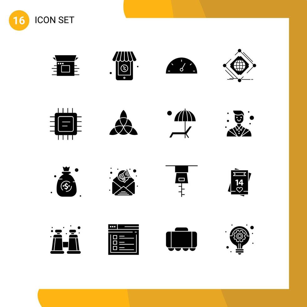 16 Solid Glyph concept for Websites Mobile and Apps microchip web dashboard net global Editable Vector Design Elements