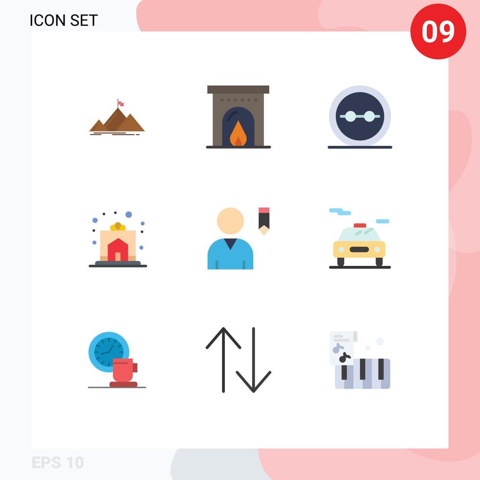 9 Universal Flat Colors Set for Web and Mobile Applications edit home frame happy celebration Editable Vector Design Elements