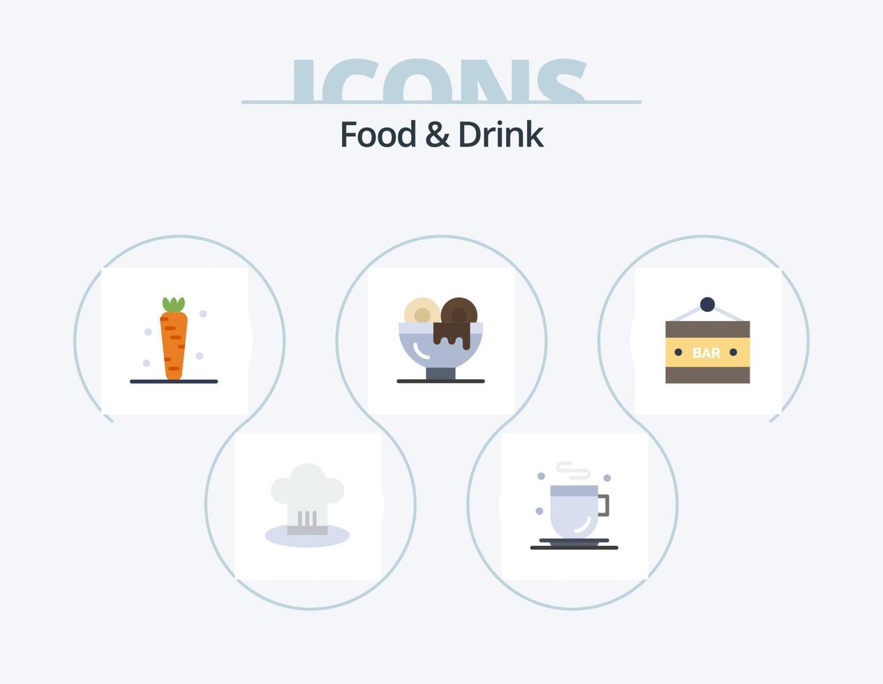 comida y bebida plano icono paquete 5 5 icono diseño. alimento. cena. desayuno. verduras vector