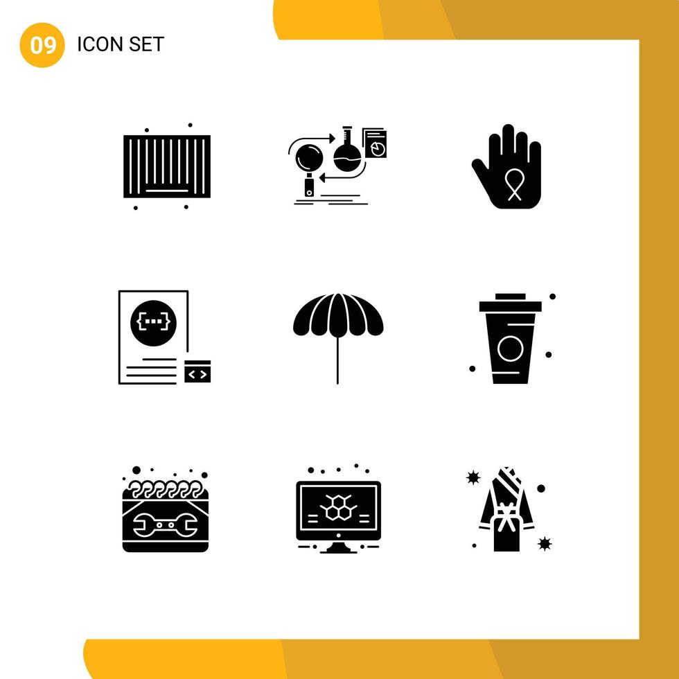 Set of 9 Commercial Solid Glyphs pack for planning develop market coding awareness Editable Vector Design Elements