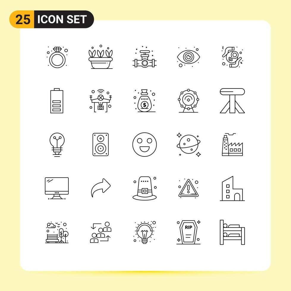 25 Thematic Vector Lines and Editable Symbols of protection feminist gauge view eye Editable Vector Design Elements